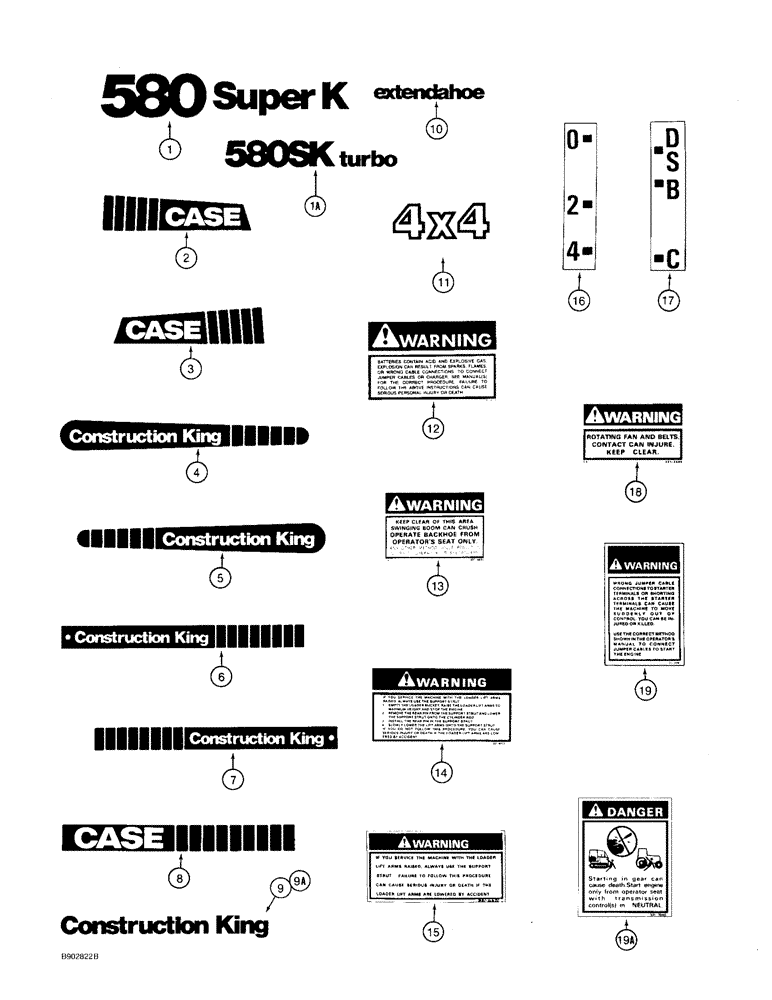 Схема запчастей Case 580SK - (9-168) - DECALS (09) - CHASSIS/ATTACHMENTS