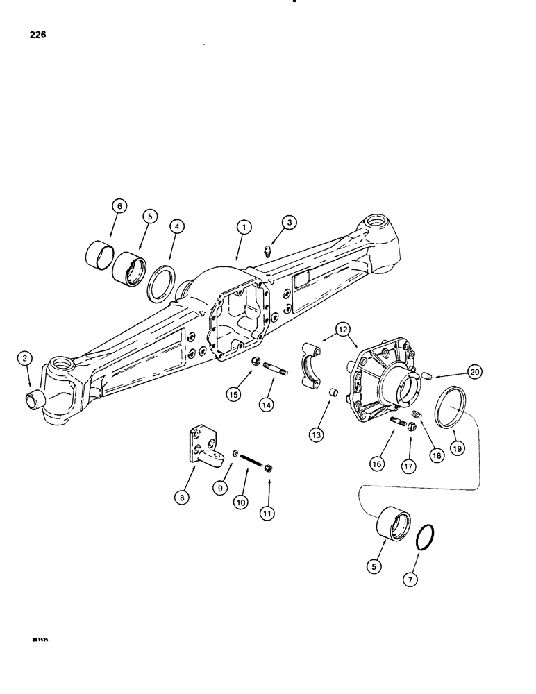 Схема запчастей Case 580SE - (226) - FRONT DRIVE AXLE, AXLE HOUSING (06) - POWER TRAIN