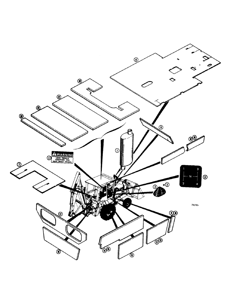 Схема запчастей Case 680CK - (172) - NOISE CONTROL PARTS (90) - PLATFORM, CAB, BODYWORK AND DECALS