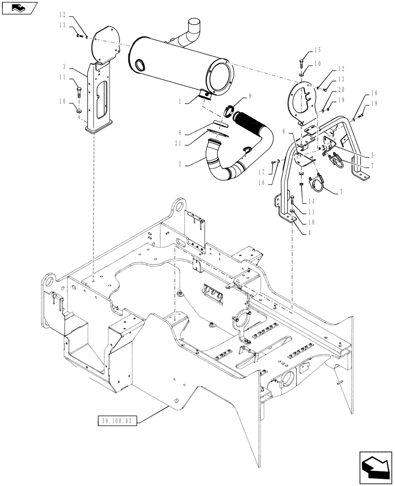 Схема запчастей Case 821F - (10.254.02[01]) - EXHAUST MUFFLER AND MOUNTING, TIER 4 (10) - ENGINE