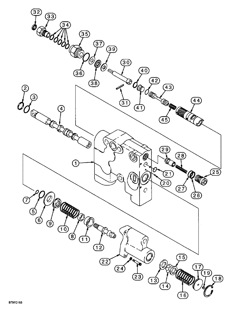 Схема запчастей Case 580SL - (8-138) - AUXILIARY VALVE, HAND HELD SECTION (08) - HYDRAULICS