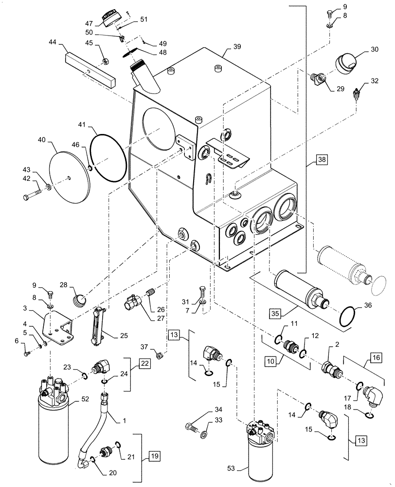 Схема запчастей Case 650L - (35.300.01) - RESERVOIR, HYDRAULIC - COVERS (35) - HYDRAULIC SYSTEMS