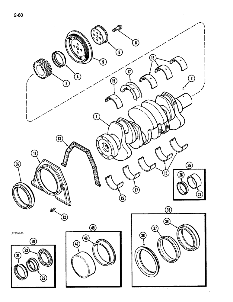 Схема запчастей Case 580K - (02-060) - CRANKSHAFT, 4-390 ENGINE, 4T-390 ENGINE (02) - ENGINE