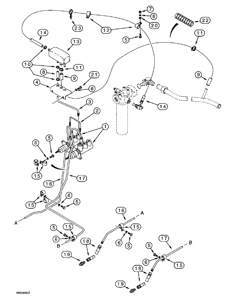 Схема запчастей Case 570LXT - (7-008) - BRAKE MASTER CYLINDER HYDRAULIC CIRCUIT (07) - BRAKES