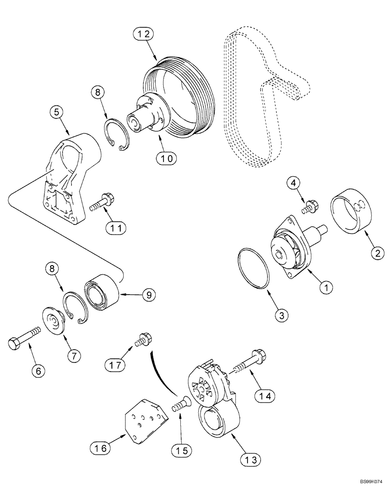 Схема запчастей Case 1150H_IND - (02-09) - WATER PUMP SYSTEM (02) - ENGINE