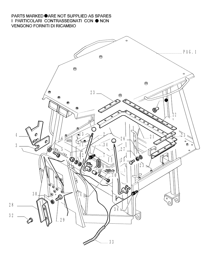 Схема запчастей Case 1850K - (9.651[08]) - ROPS CANOPY - COMPONENTS - OPTIONAL CODE 784111231 (19) - OPTIONS