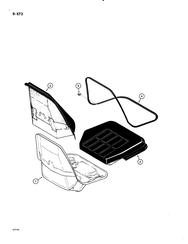 Схема запчастей Case 580K - (09-572) - STANDARD SEAT ASSEMBLY, D123196 (09) - CHASSIS/ATTACHMENTS