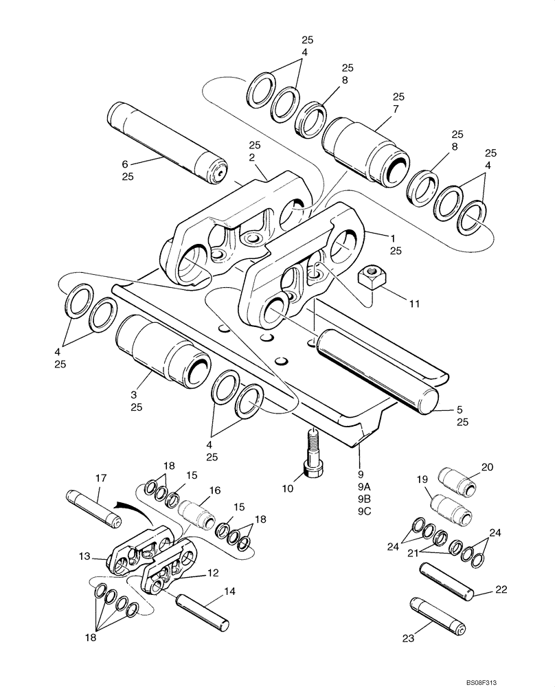 Схема запчастей Case 850L - (05-09) - TRACK CHAIN, SEALED (11) - TRACKS/STEERING