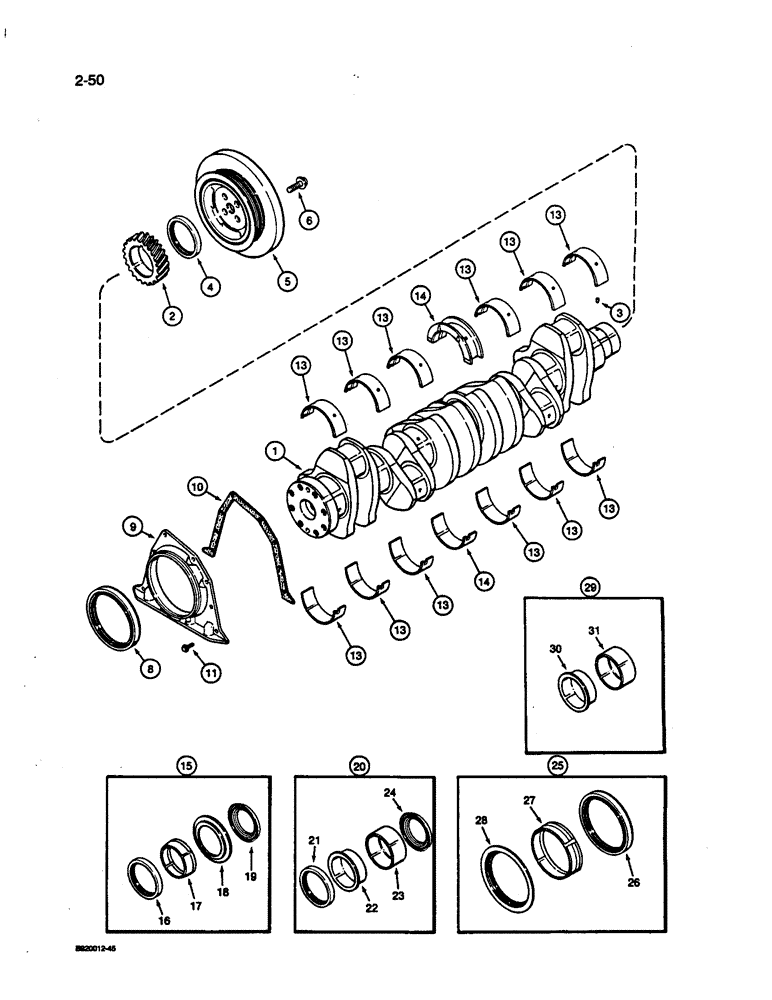 Схема запчастей Case 1187C - (2-50) - CRANKSHAFT, 6T-830 ENGINE (02) - ENGINE