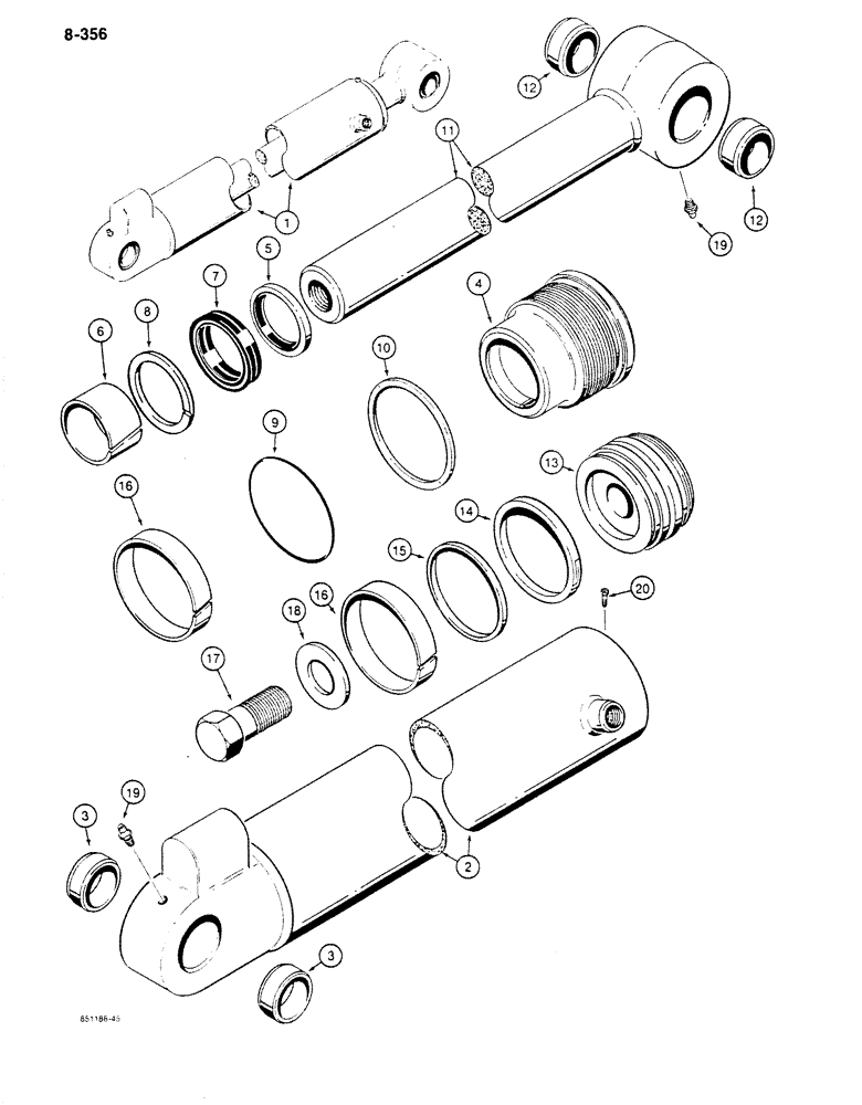 Схема запчастей Case 680K - (8-356) - G103856 BACKHOE BUCKET CYLINDER (08) - HYDRAULICS