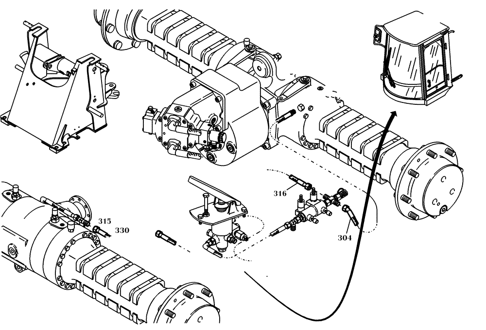 Схема запчастей Case 221D - (20.540[004]) - HYDRAULIC SYSTEM BRAKE CHARGING FAST GEAR (OPTION) (S/N 581101-UP) (33) - BRAKES & CONTROLS