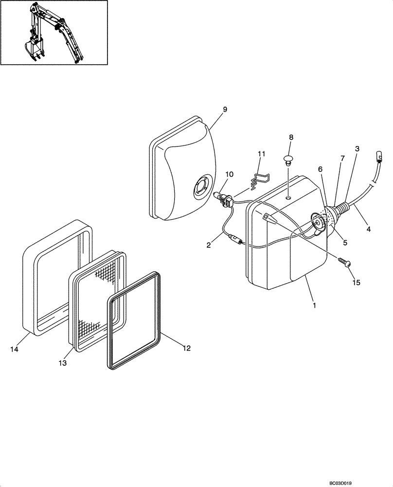 Схема запчастей Case CX31 - (04-12[00]) - LAMP ASSY - BOOM (04) - ELECTRICAL SYSTEMS