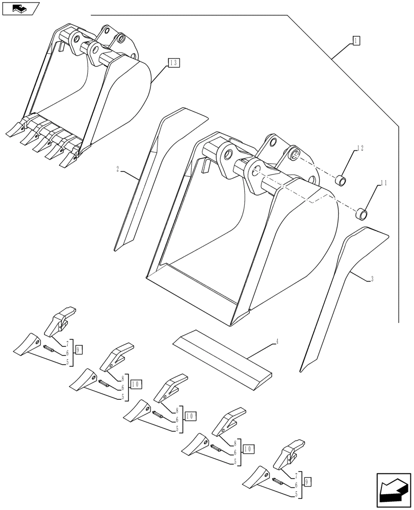 Схема запчастей Case 580SN - (88.084.05) - DIA KIT, UNIVERSAL BUCKET - 24IN/610MM (88) - ACCESSORIES