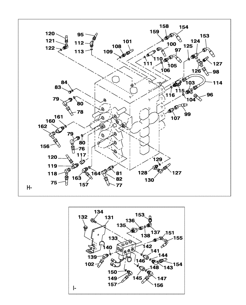 Схема запчастей Case CX470C - (08-031-04[01]) - HYDRAULIC CIRCUIT - TRAVEL PILOT - STD (07) - HYDRAULIC SYSTEM