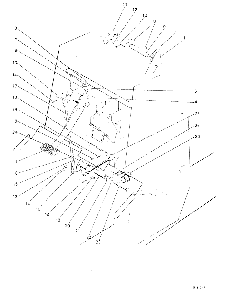 Схема запчастей Case 580F - (124) - CLUTCH PEDAL AND LINKAGE (21) - TRANSMISSION