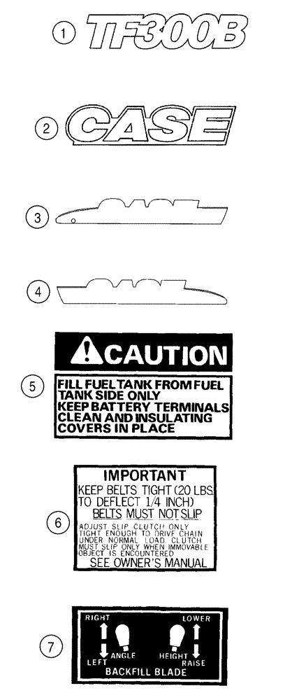 Схема запчастей Case TF300B - (09-29) - DECALS (09) - CHASSIS/ATTACHMENTS