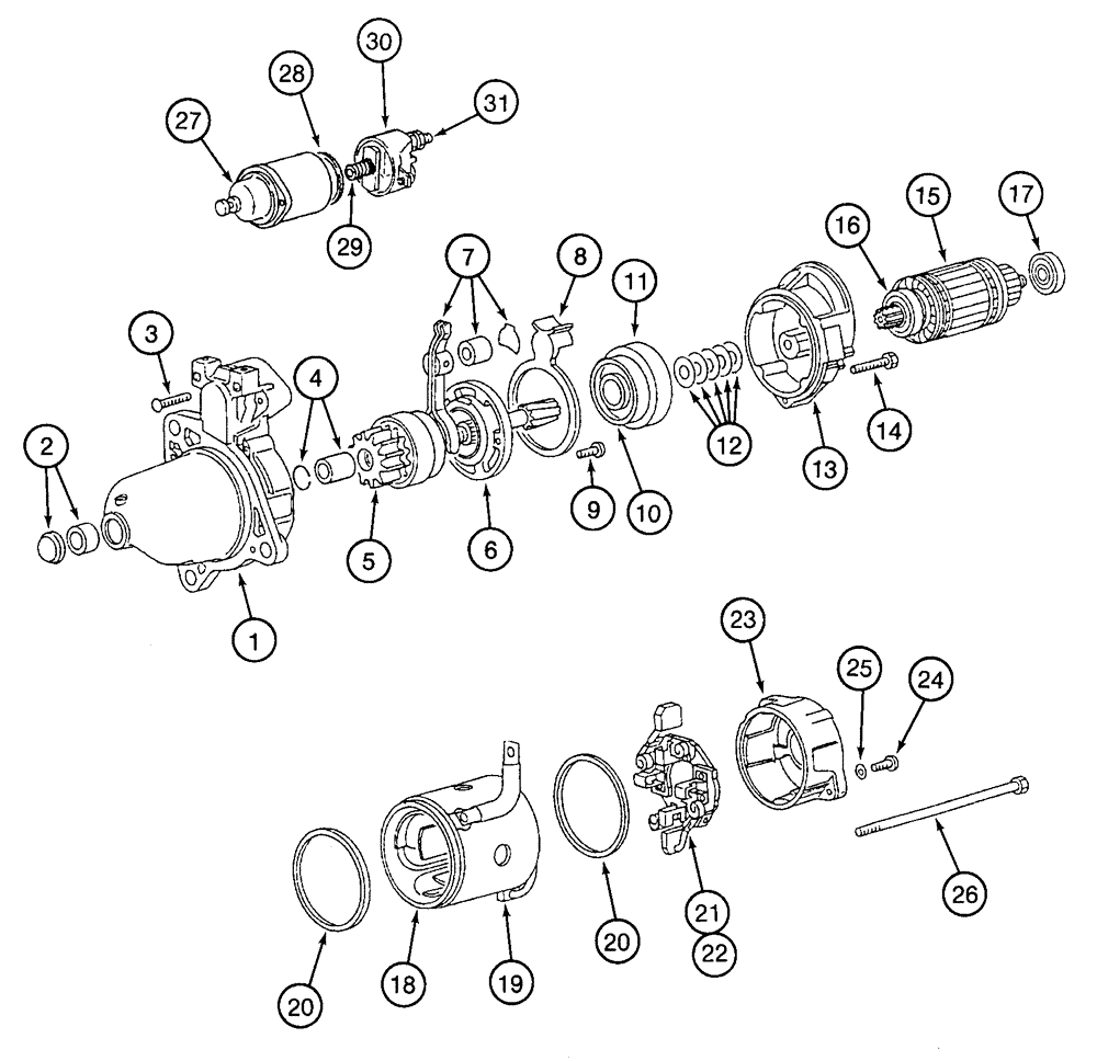 Схема запчастей Case 9050 - (4-04) - STARTER ASSEMBLY (04) - ELECTRICAL SYSTEMS