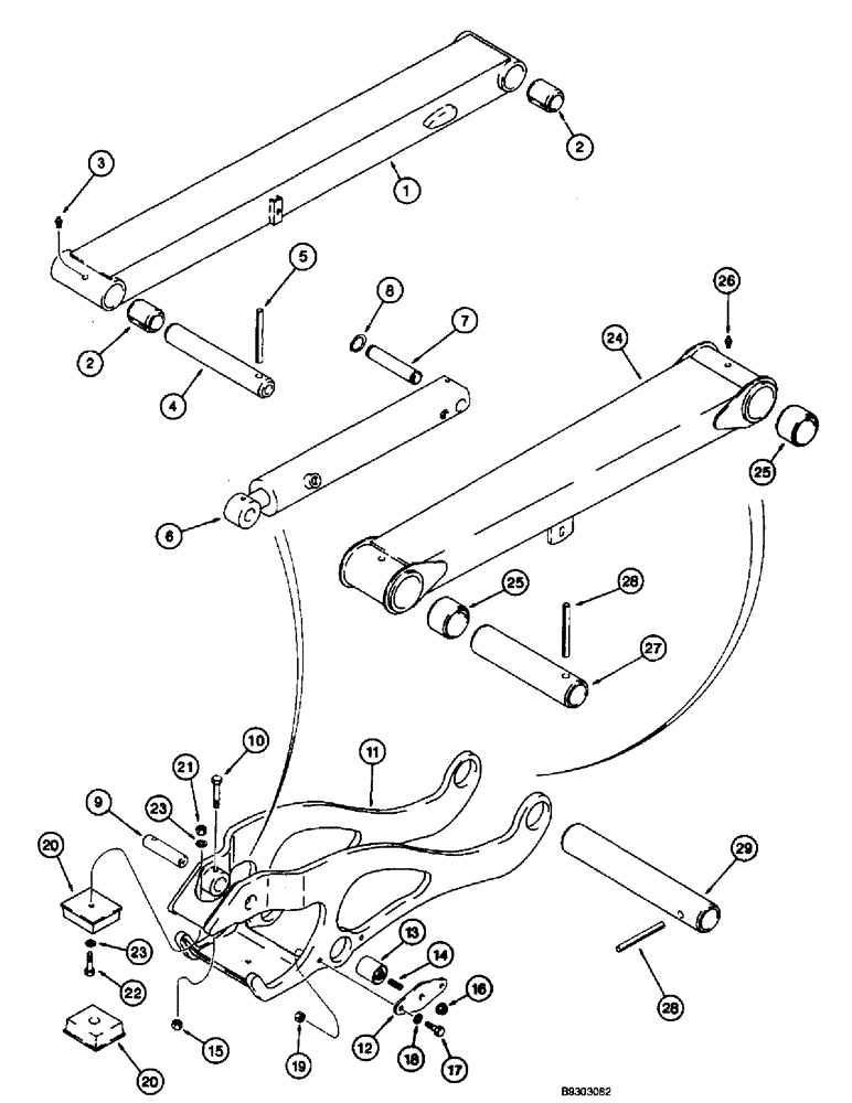 Схема запчастей Case 660 - (9-115C) - PLOW LIFT ARMS AND MOUNTING, AND FOR UNITS WITH INTEGRAL QUAD FRAME (09) - CHASSIS/ATTACHMENTS