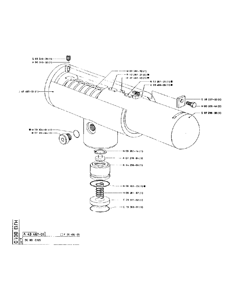 Схема запчастей Case 75P - (084) - CYLINDER SE 80 C135 (07) - HYDRAULIC SYSTEM