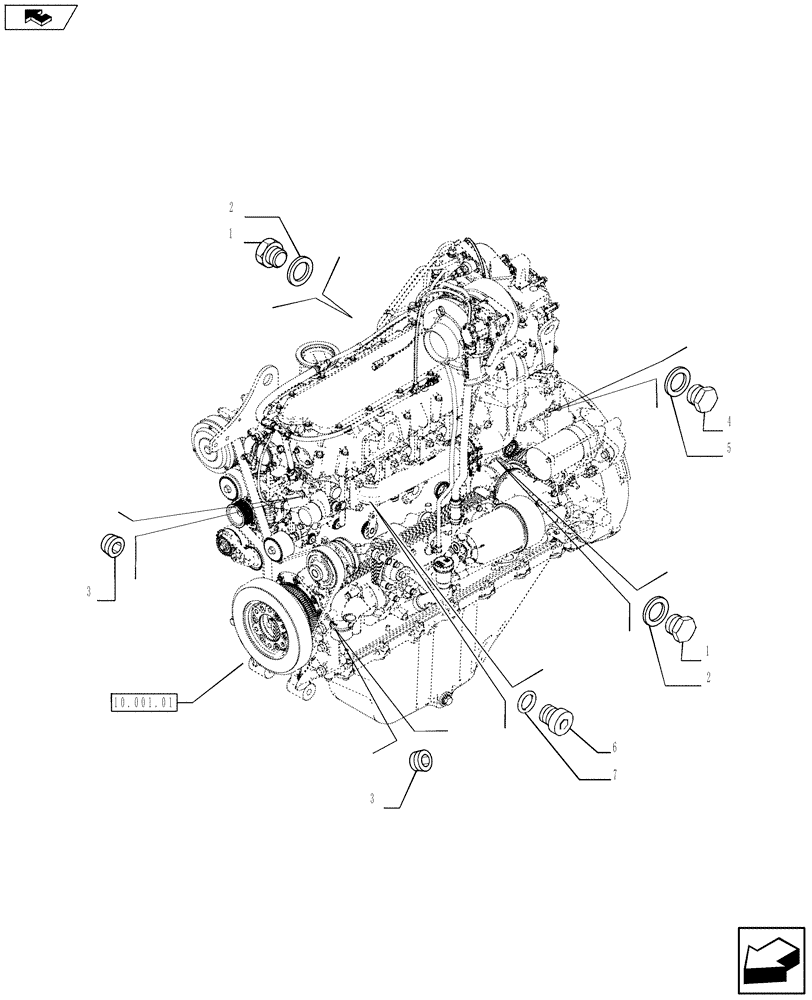 Схема запчастей Case F2CFE614A A013 - (10.402.01[03]) - PIPING - ENGINE COOLING SYSTEM (504032238 - 504032236 - 504088291 - 504051325) (01) - ENGINE