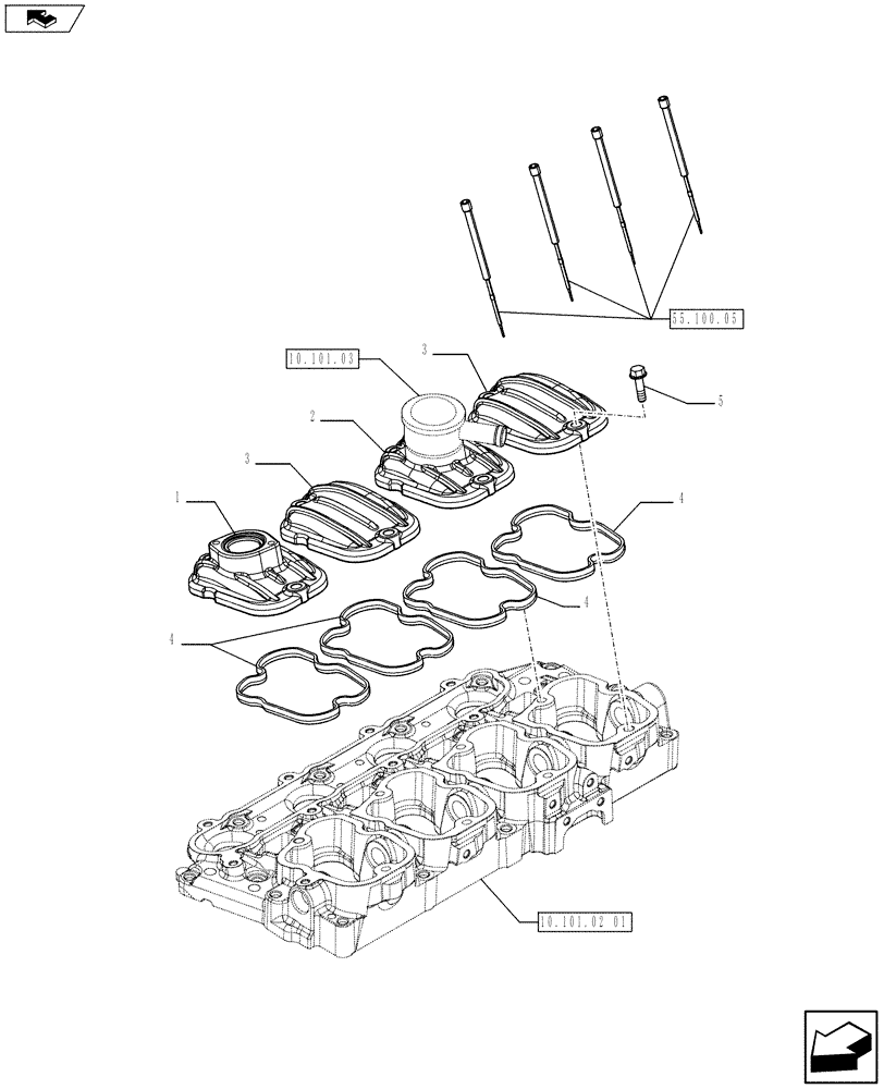 Схема запчастей Case SR220 - (10.101.02[02]) - CYLINDER HEAD COVERS (504191694) (10) - ENGINE