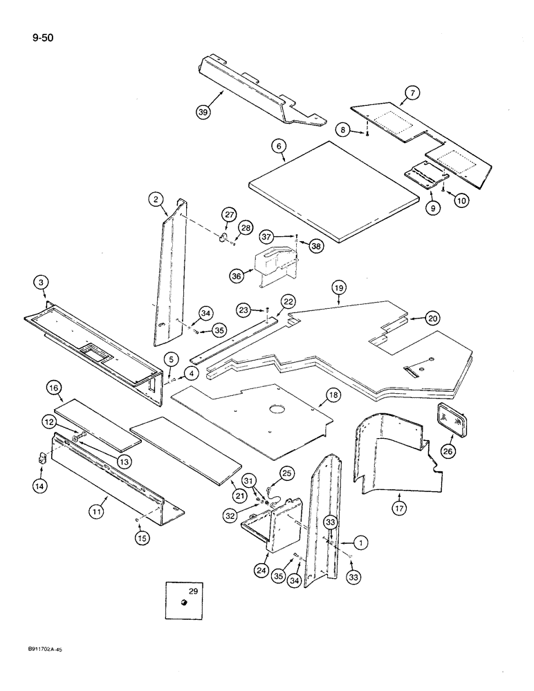 Схема запчастей Case 621 - (9-50) - CAB INTERIOR, P.I.N. JAK0027512 AND AFTER (09) - CHASSIS/ATTACHMENTS