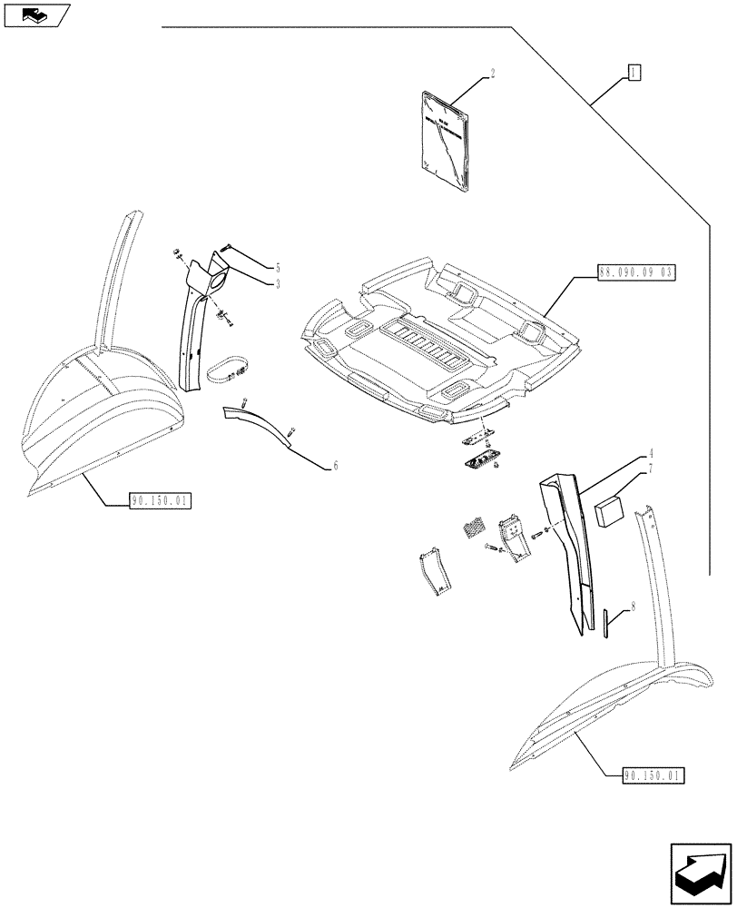 Схема запчастей Case 580SN - (88.090.09[01]) - DIA KIT, DLX CONV - NARROW (88) - ACCESSORIES