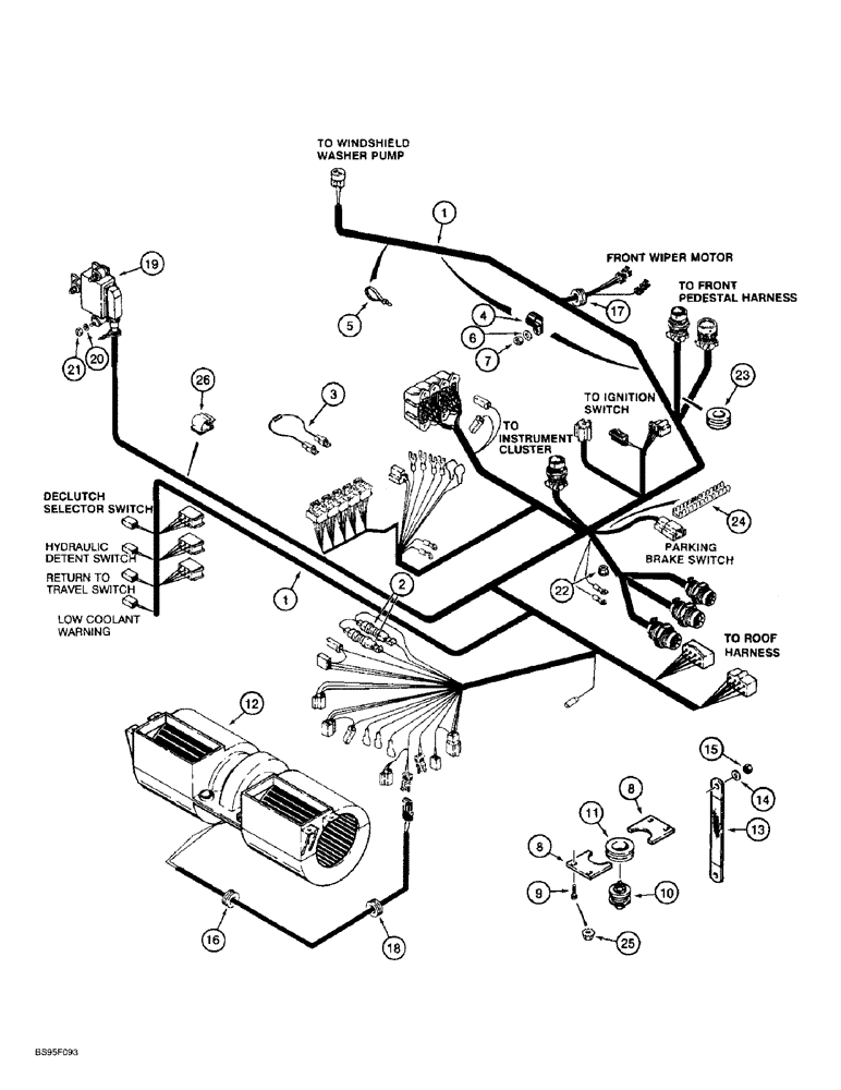 Схема запчастей Case 621B - (4-18) - MAIN CAB HARNESS, TRANSMISSION CONTROL (04) - ELECTRICAL SYSTEMS