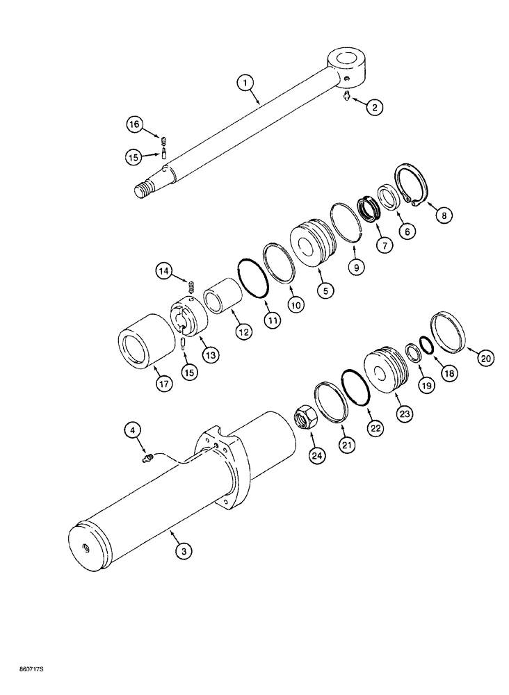 Схема запчастей Case 760 - (08-068) - BACKHOE SWING CYLINDER (35) - HYDRAULIC SYSTEMS