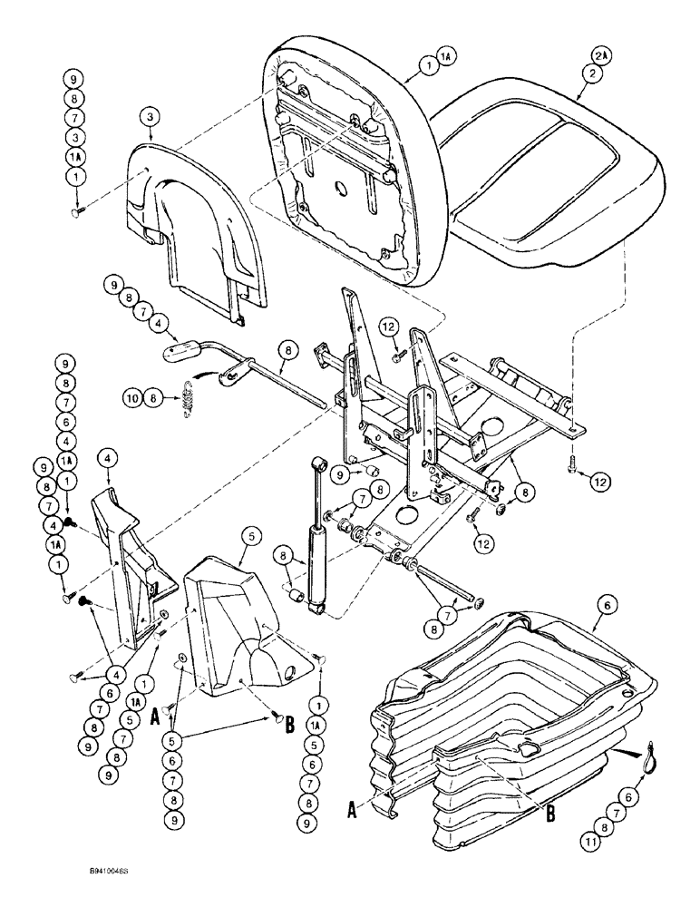 Схема запчастей Case 570LXT - (9-104) - SUSPENSION SEAT ASSEMBLIES, 580L MODELS (09) - CHASSIS/ATTACHMENTS