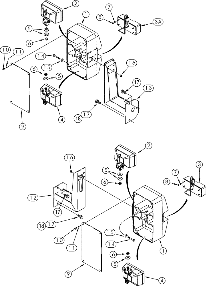 Схема запчастей Case 921C - (04-24) - MOUNTING - LAMP, FRONT (04) - ELECTRICAL SYSTEMS