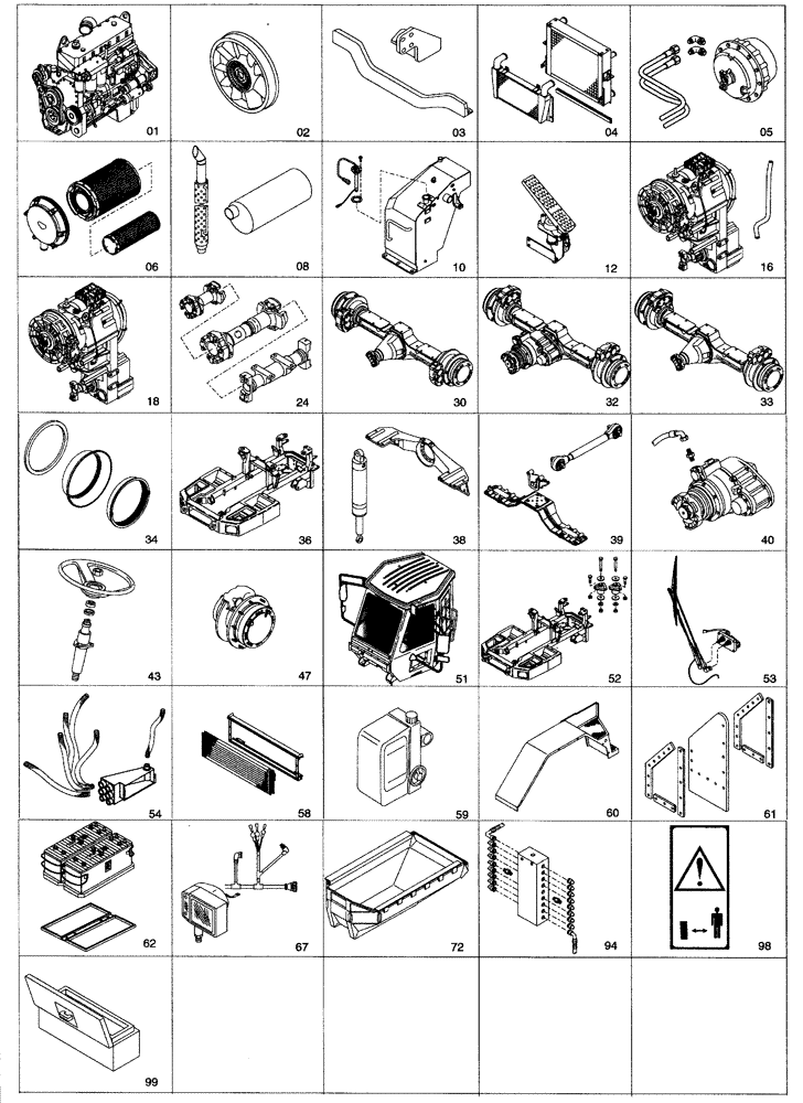 Схема запчастей Case 330 - (00A00000000[01]) - COMPONENT INDEX (01) - ENGINE