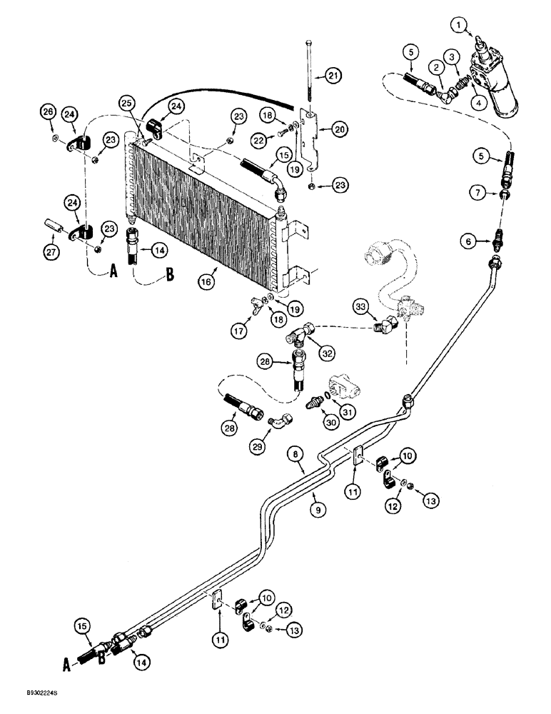 Схема запчастей Case 721B - (5-10) - STEERING HYDRAULIC CIRCUIT, RETURN LINE AND COOLER (05) - STEERING