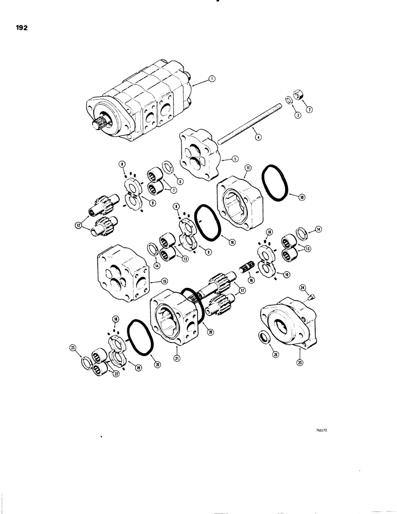 Схема запчастей Case W20 - (192) - L26895 LOADER AND STEERING PUMP (08) - HYDRAULICS