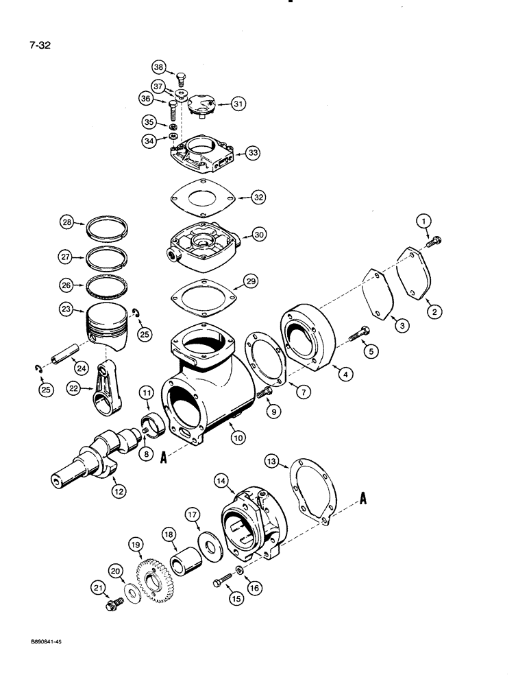 Схема запчастей Case 821 - (7-032) - AIR COMPRESSOR (07) - BRAKES