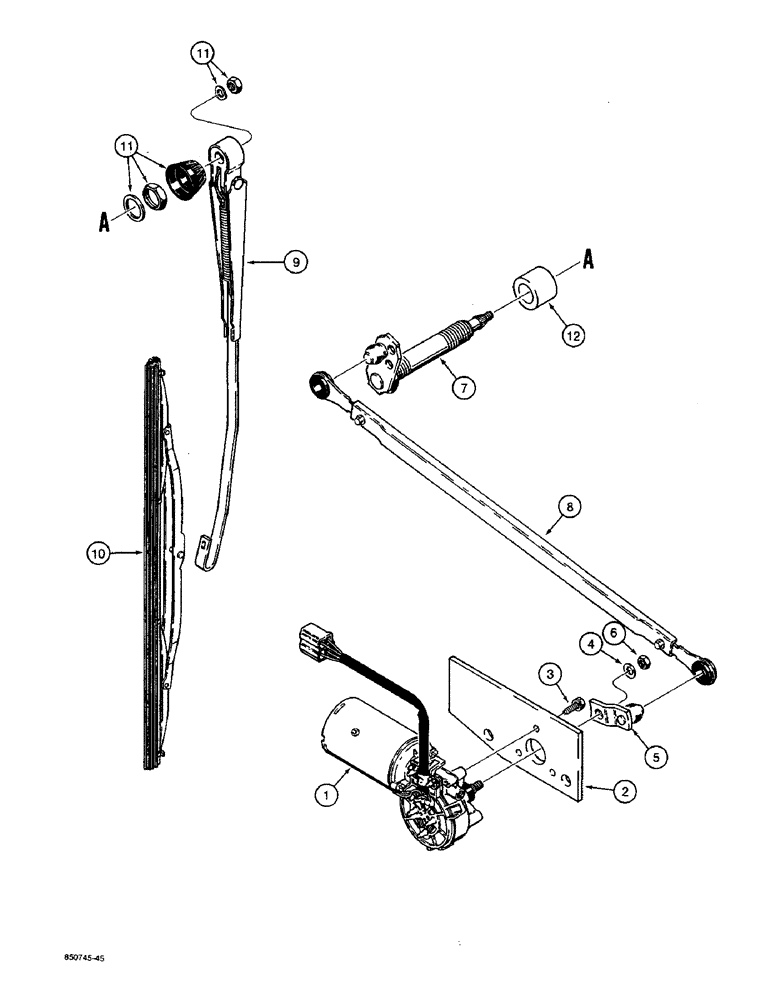 Схема запчастей Case W36 - (4-184) - CAB FRONT WIPERS, FRONT WIPER - INCLUDED IN CAB SN 54970 AND AFTER, PIN 9156438 AND AFTER (04) - ELECTRICAL SYSTEMS