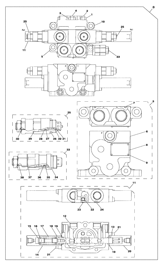 Схема запчастей Case CX350 - (08-177-10[01]) - CONTROL VALVE - SMALL FLOW (08) - HYDRAULICS