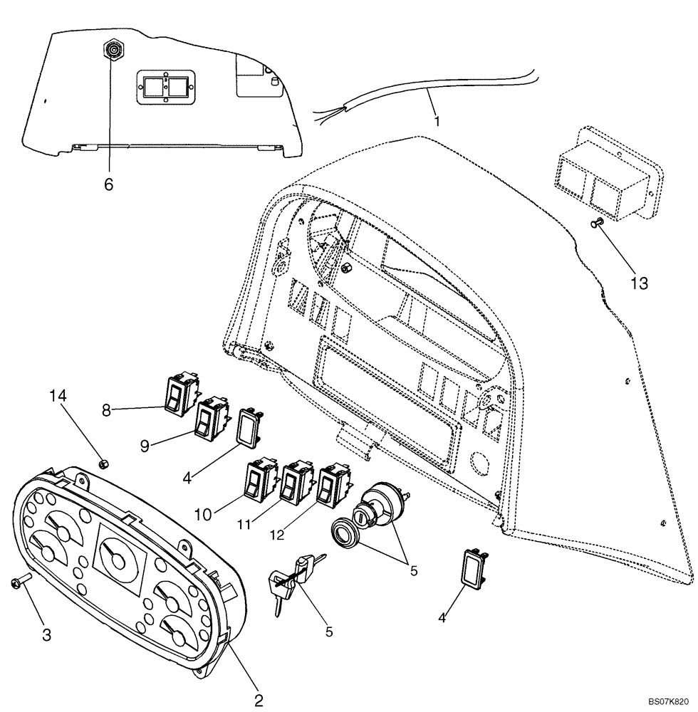 Схема запчастей Case 750L - (04-12) - HARNESS, FRONT CONSOLE AND SWITCHES - CANOPY, ROPS (04) - ELECTRICAL SYSTEMS