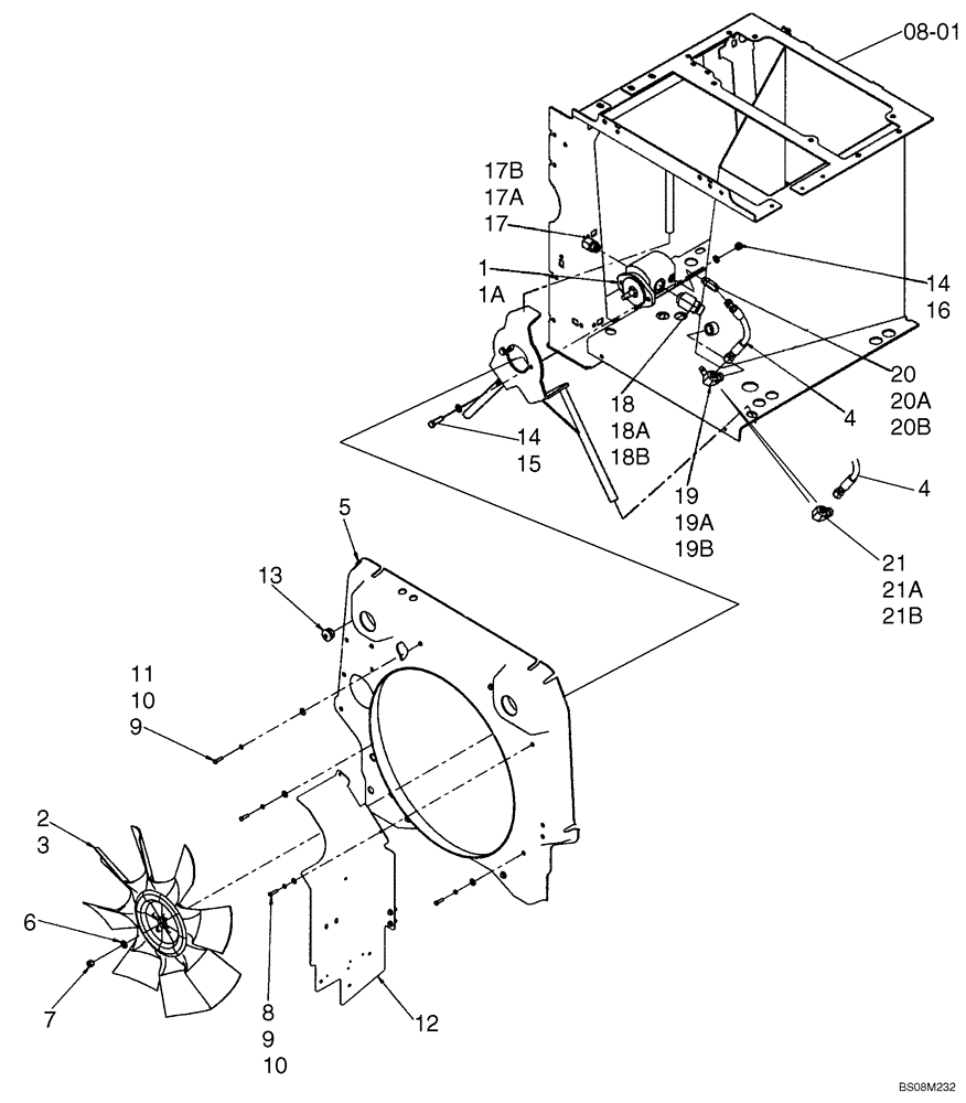 Схема запчастей Case 521E - (02-05) - FAN DRIVE (02) - ENGINE