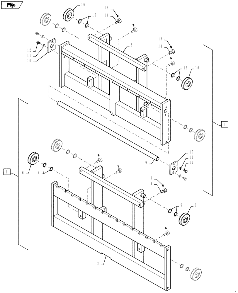 Схема запчастей Case 588H - (35.100.01[01]) - MAST ASSEMBLY HOOK AND SHAFT FRAME (35) - HYDRAULIC SYSTEMS