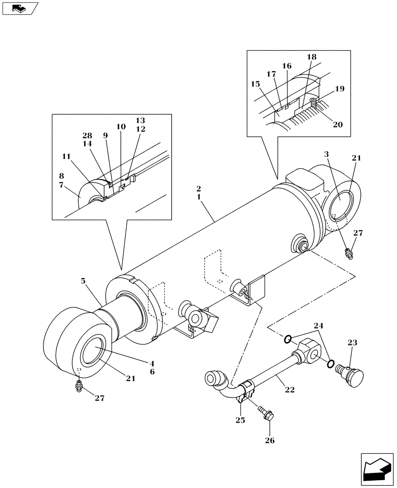 Схема запчастей Case CX130C - (35.741.AA[01]) - BLADE CYLINDER - RH (35) - HYDRAULIC SYSTEMS