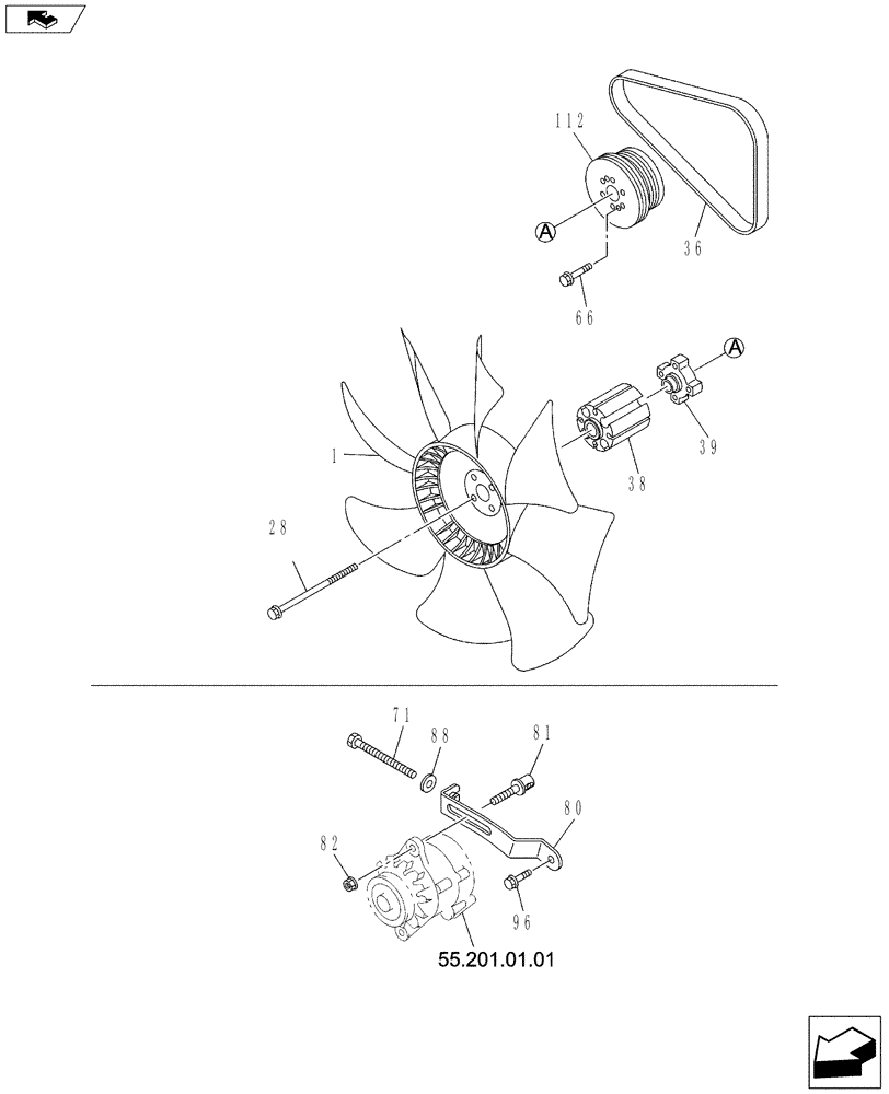 Схема запчастей Case CX160C - (10.414.BE) - FAN AND BELT (10) - ENGINE