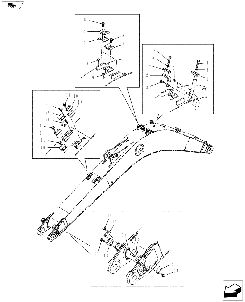 Схема запчастей Case CX145C SR - (84.910.AC[03]) - CLAMP - BOOM, 01 (84) - BOOMS, DIPPERS & BUCKETS