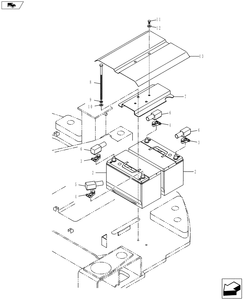 Схема запчастей Case CX145C SR - (55.302.AG) - BATTERY 115D31R (55) - ELECTRICAL SYSTEMS