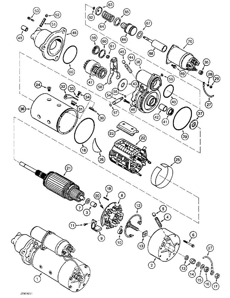 Схема запчастей Case 1150E - (4-04) - STARTER ASSEMBLY, 6-830 AND 6T-830 ENGINE (04) - ELECTRICAL SYSTEMS