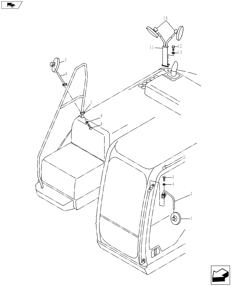 Схема запчастей Case CX130C - (90.118.BM) - REAR VIEW MIRROR (90) - PLATFORM, CAB, BODYWORK AND DECALS