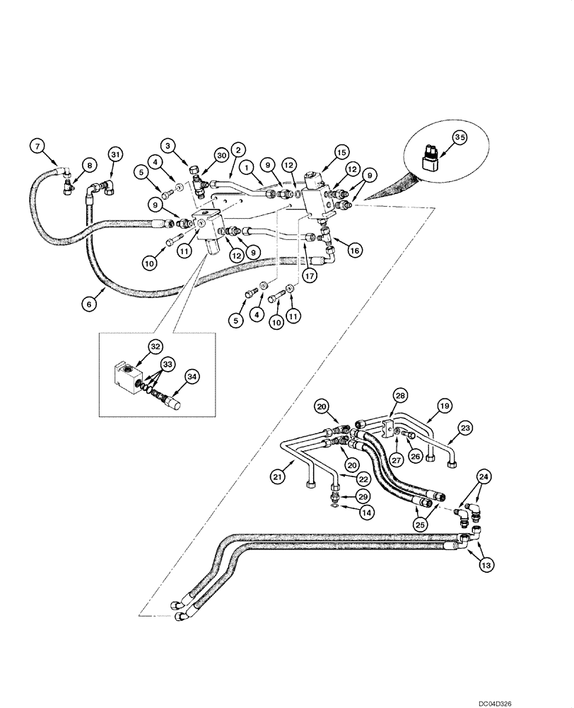 Схема запчастей Case 865 - (08.11[00]) - BLADE HYDRAULIC CIRCUIT - LOCK (5 HOLES) (08) - HYDRAULICS