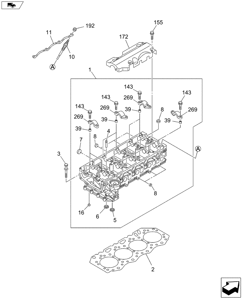 Схема запчастей Case CX130C - (10.101.AA[01]) - CYLINDER HEAD (10) - ENGINE