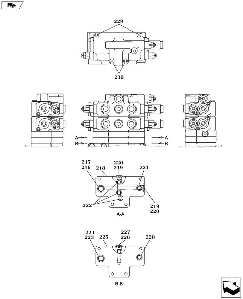 Схема запчастей Case CX130C - (35.359.AB[19]) - DIRECTIONAL CONTROL VALVE - COMPONENTS (35) - HYDRAULIC SYSTEMS