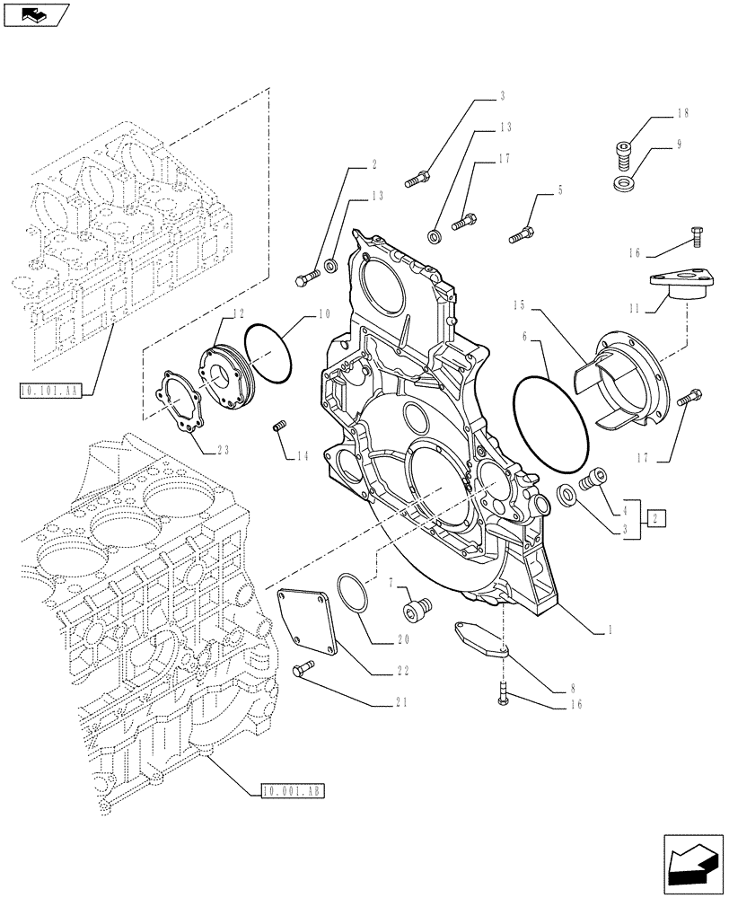 Схема запчастей Case F3BE0684J E919 - (10.102.BE) - CRANKCASE COVERS (10) - ENGINE